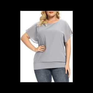 Plus Size Loose Casual Short Sleeve Chiffon Top